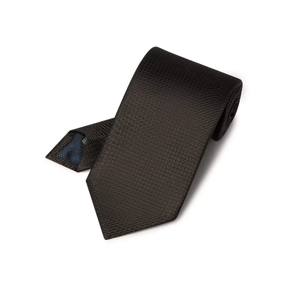 Black Textured Plain Woven Silk Tie