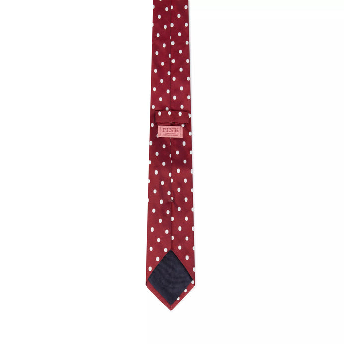 Red & White Polka Dot Silk Woven Tie