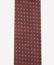 Deep Orange & White Four Dot Floral Motif Silk Tie