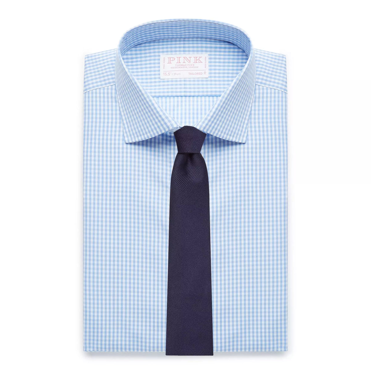 Pale Blue & White Tailored Fit Core Poplin Gingham Formal Shirt