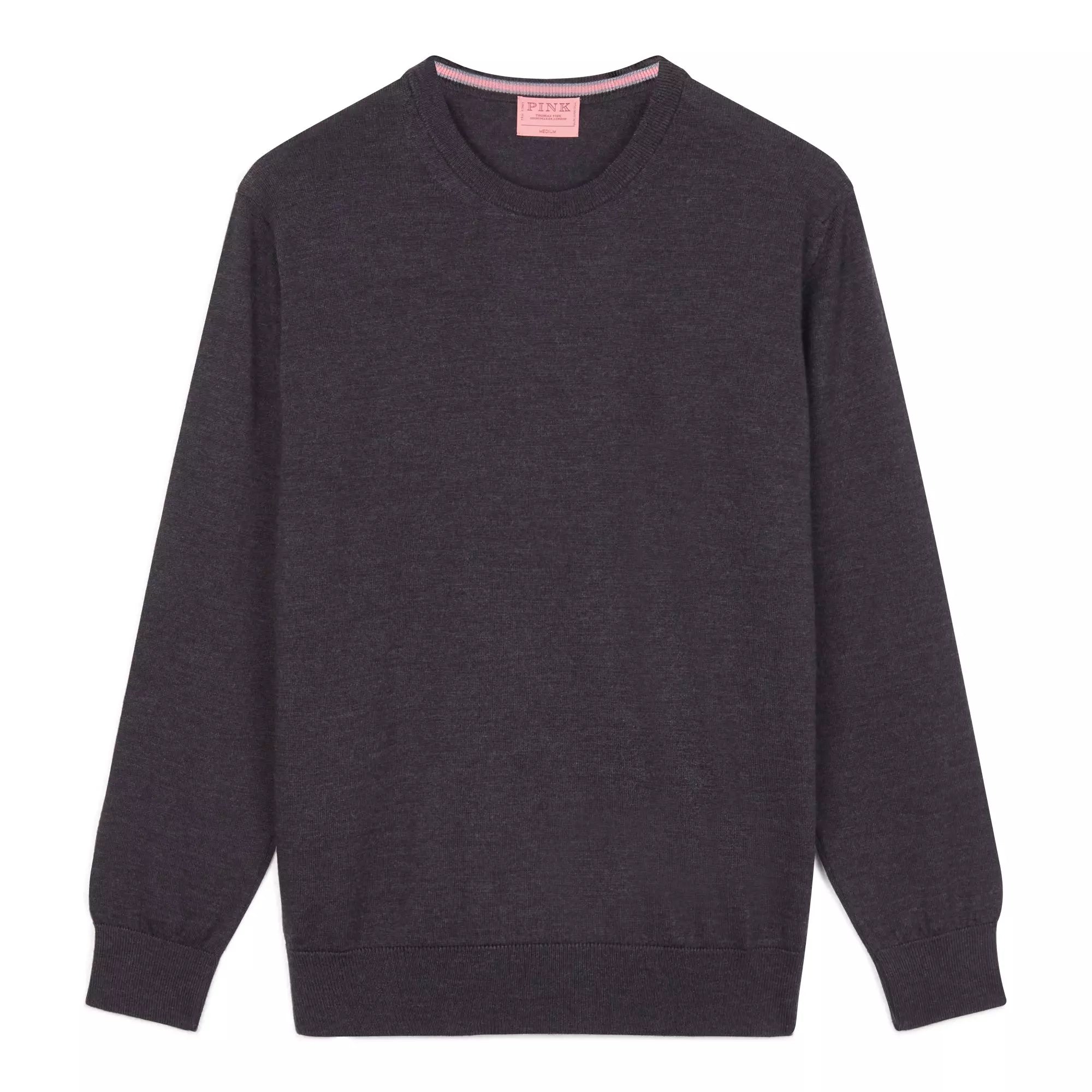 Grey Merino Wool Crew Neck Sweater