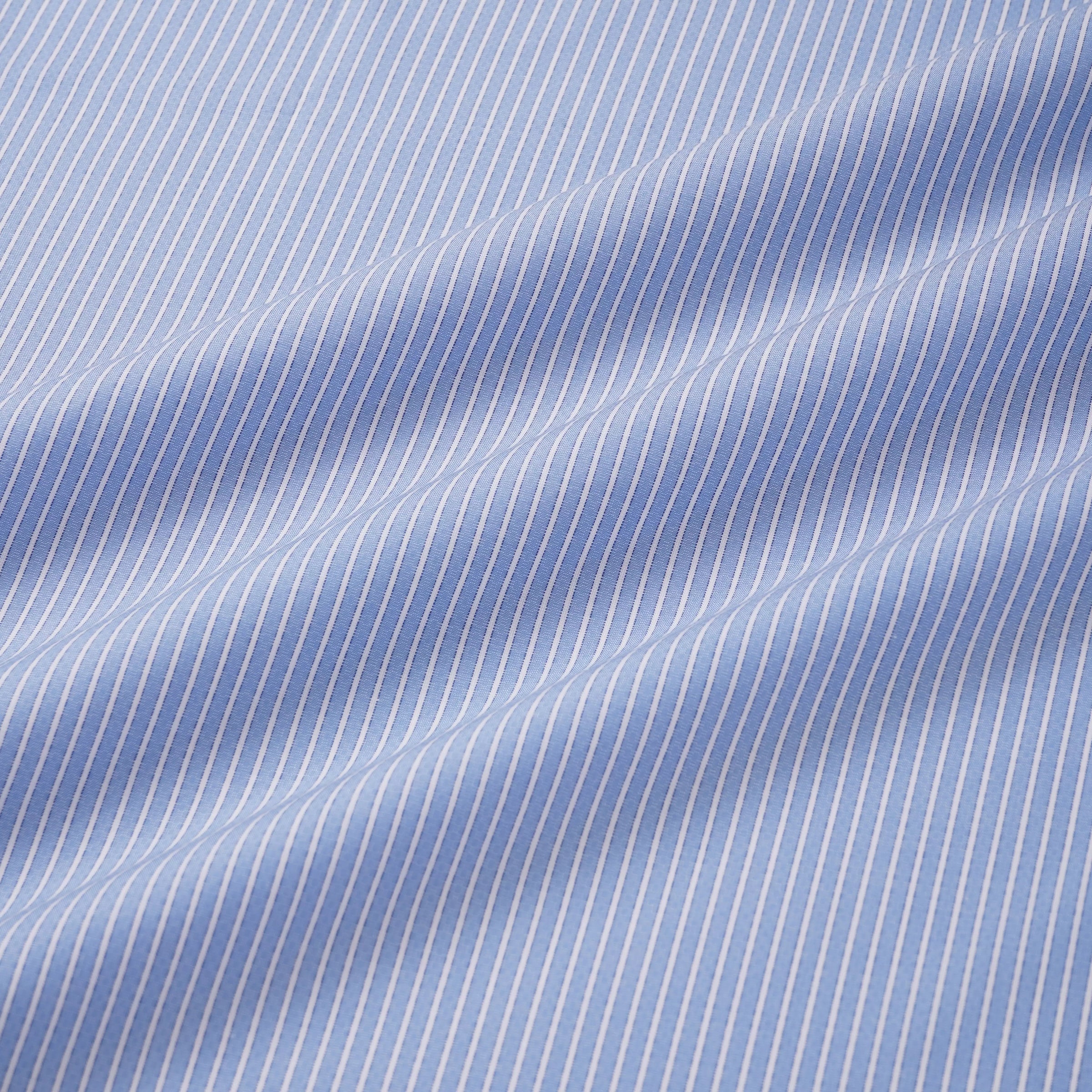Pale Blue & White Tailored Fit Double Cuff Dandy Stripe Formal Shirt