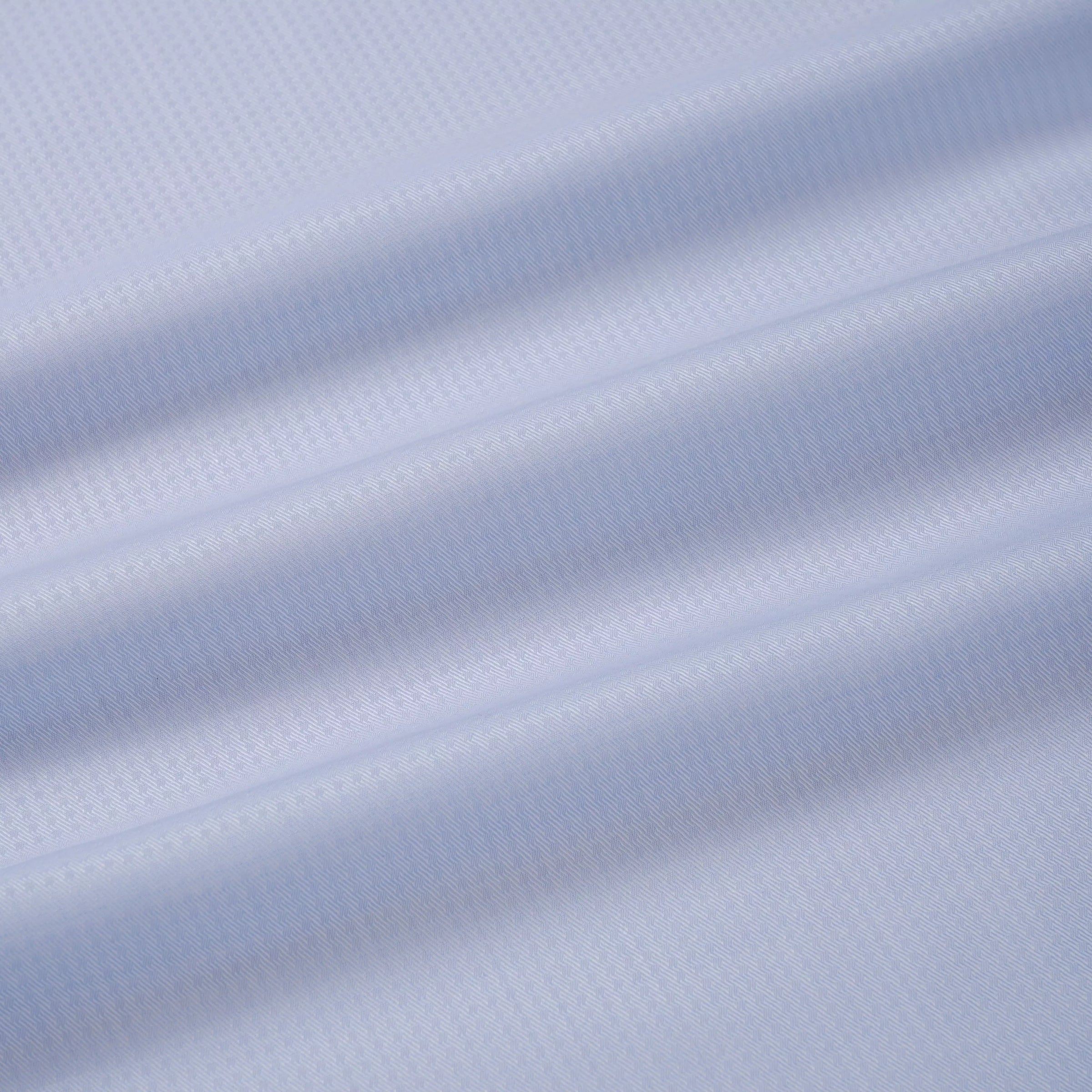 Pale Blue & White Classic Fit Double Cuff Tonal Jaquard Square Formal Shirt