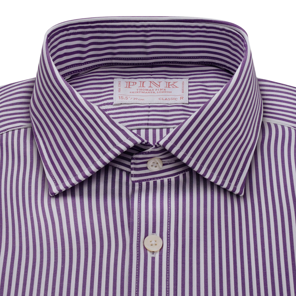 Lilac & White Classic Fit Cambridge Stripe Formal Shirt