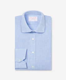 Pale Blue Tailored Fit Essential Linen Formal Shirt