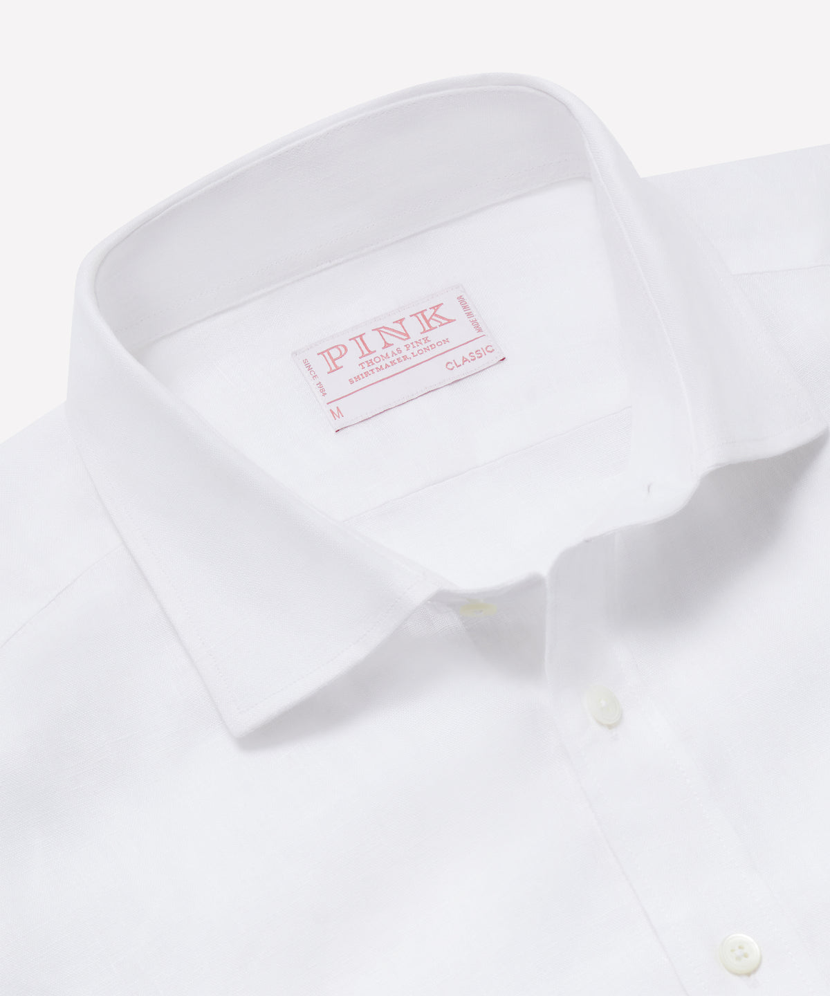 White Classic Fit Essential Linen Smart Casual Shirt